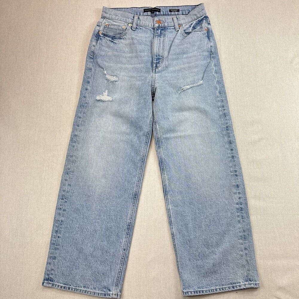 Modern American Savannah High Wide Jeans Womens 27 Mystique Distressed Wide Leg